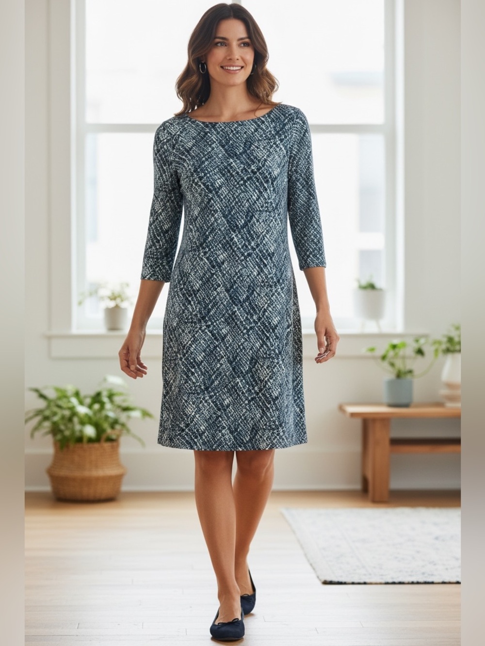 J. Jill Wearever Collection Abstract Print Shift Dress (P)